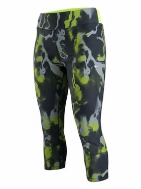 Nike Dry Fit Leggings Womens Medium Green Black Camo Running Capris back pocket